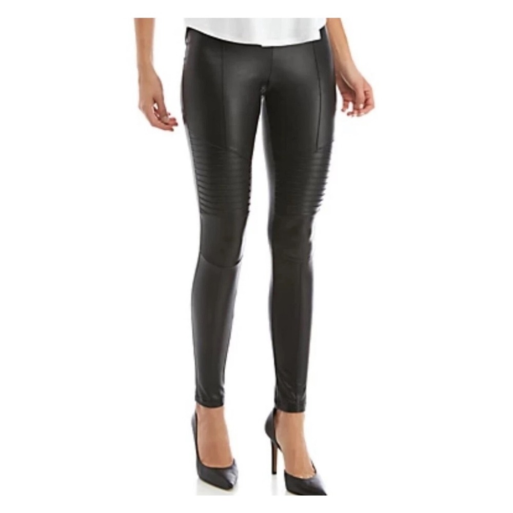 The‎ Limited Faux Leather Moto Leggings Black Pleated Detail Size M